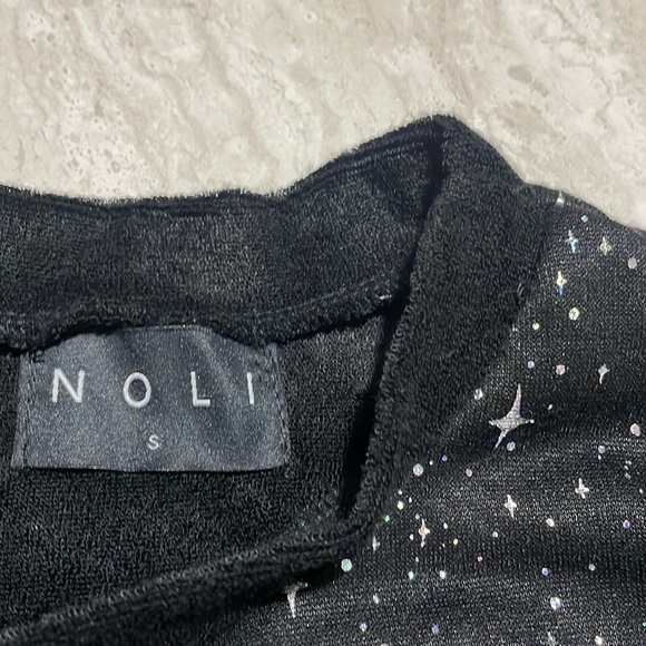 Noli Celestial Crew Neck Sweatshirt Black + Holographic Stars *S - Picture 4 of 6